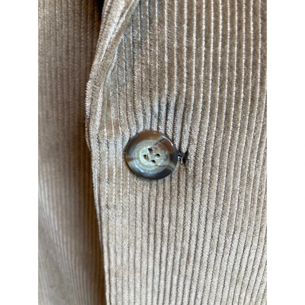Vintage Monsieur Adolfo Mens Tan Corduroy‎ Blazer Sz 44L Old Money Preppy Career